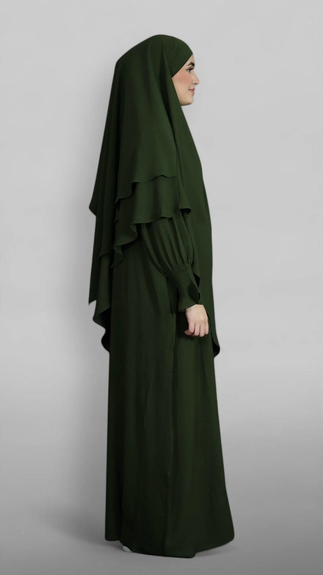 Crinkle Khimar-Sæt (Army) - Image 3