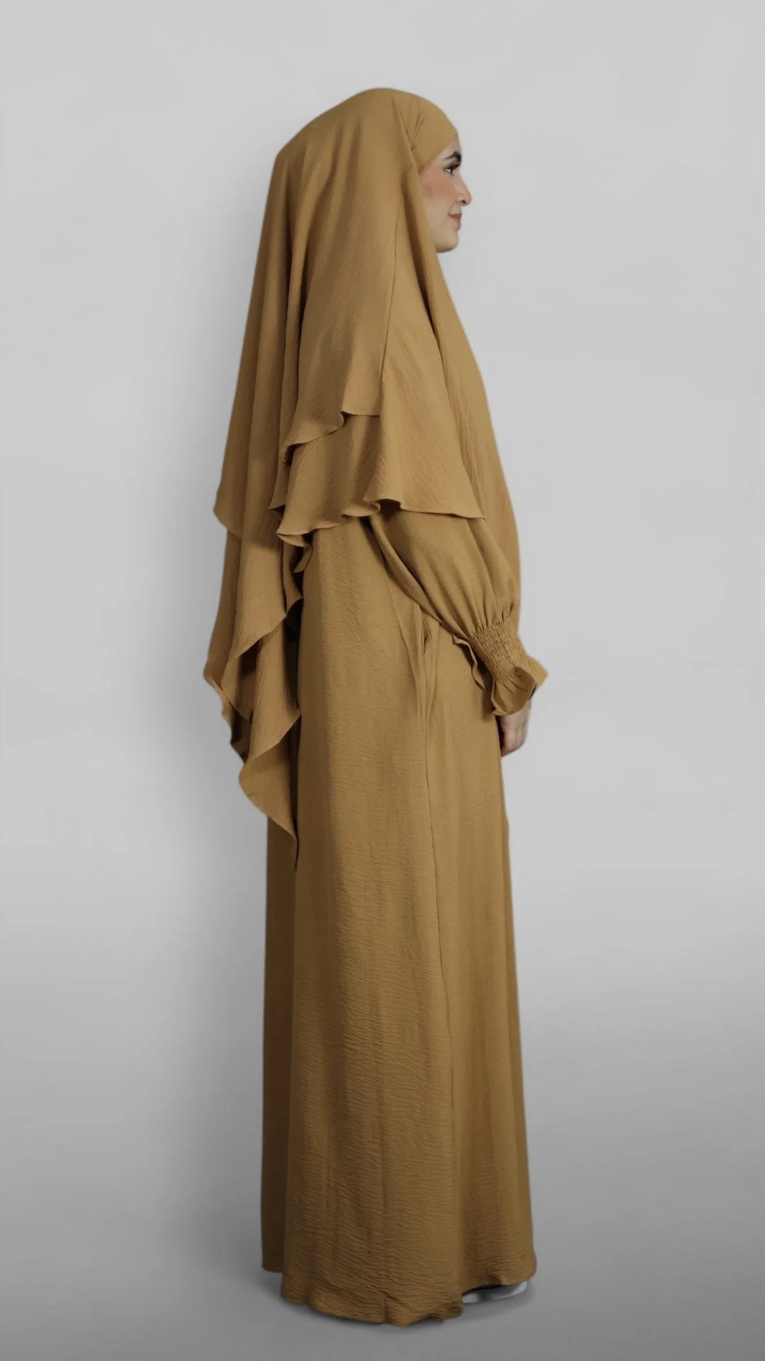 Crinkle Khimar-Sæt (Caramel) - Image 3