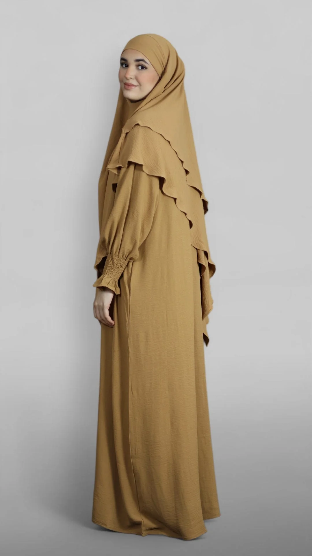 Crinkle Khimar-Sæt (Caramel) - Image 4