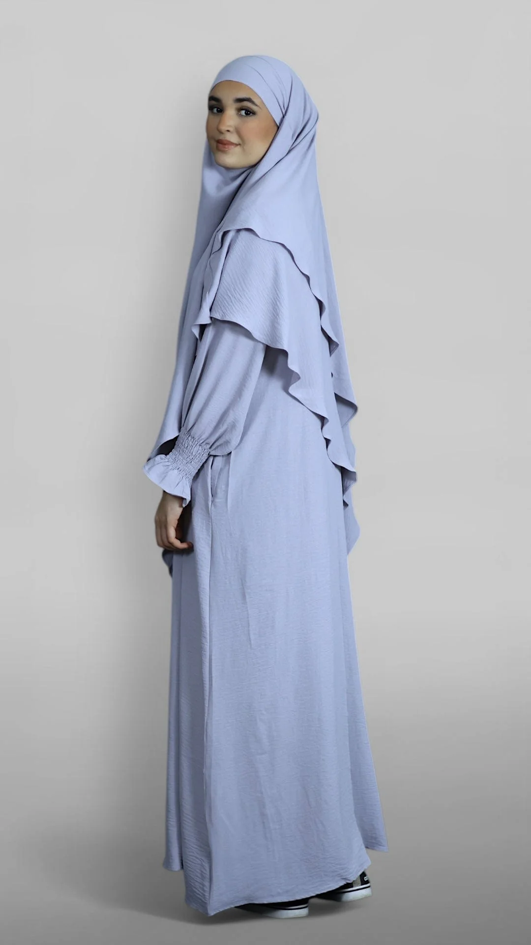 Crinkle Khimar-Sæt (Dusty Lavender) - Image 3