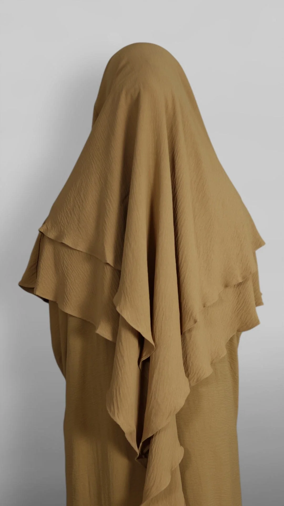 Crinkle Tie-back Khimar 2-lag (Caramel) - Image 5