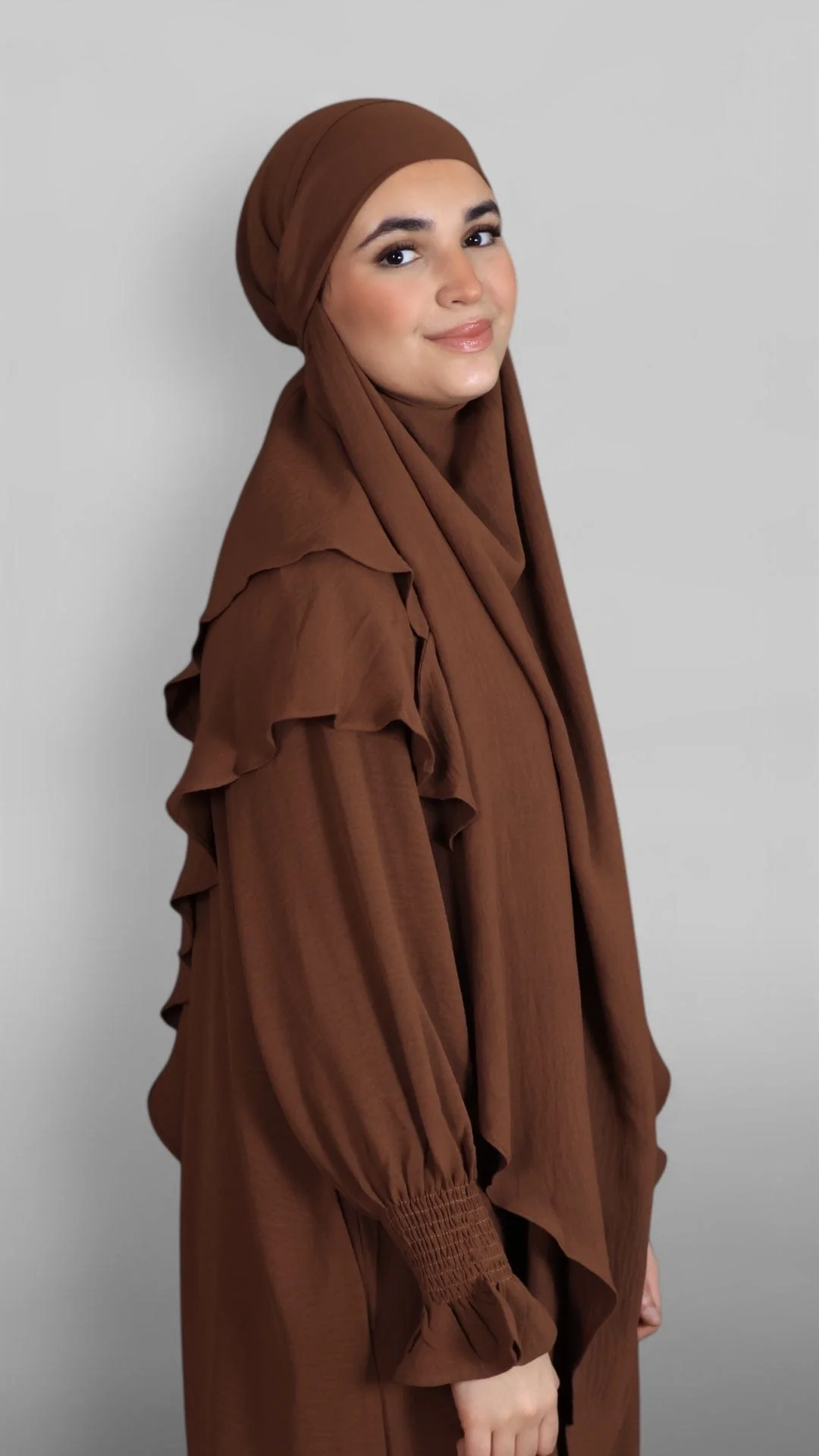 Crinkle Tie-back Khimar 2-lag (Sienna) - Image 4
