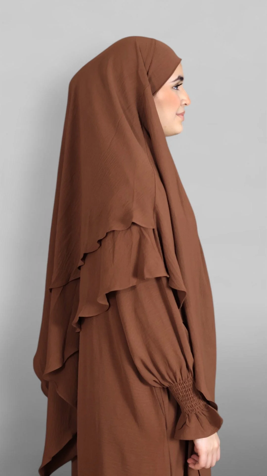 Crinkle Tie-back Khimar 2-lag (Sienna) - Image 5