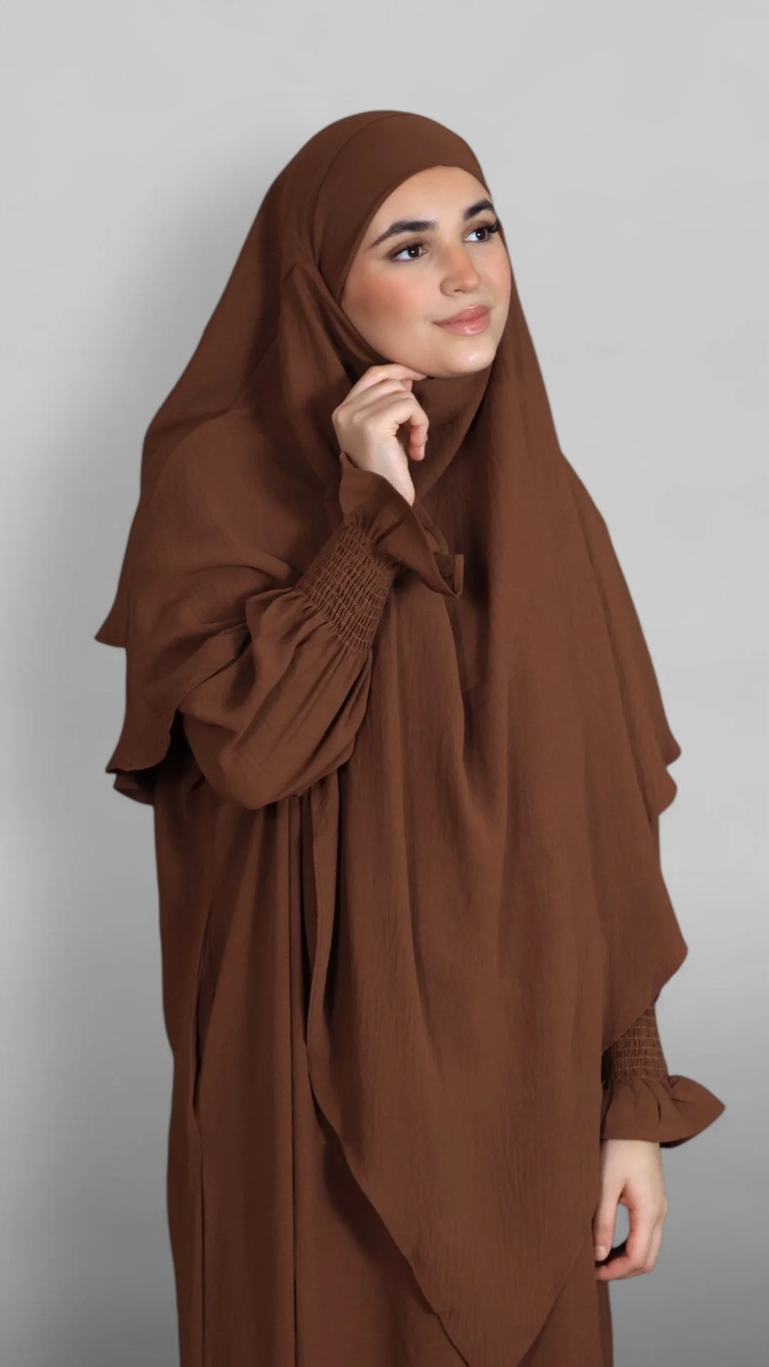 Crinkle Tie-back Khimar 2-lag (Sienna) - Image 7