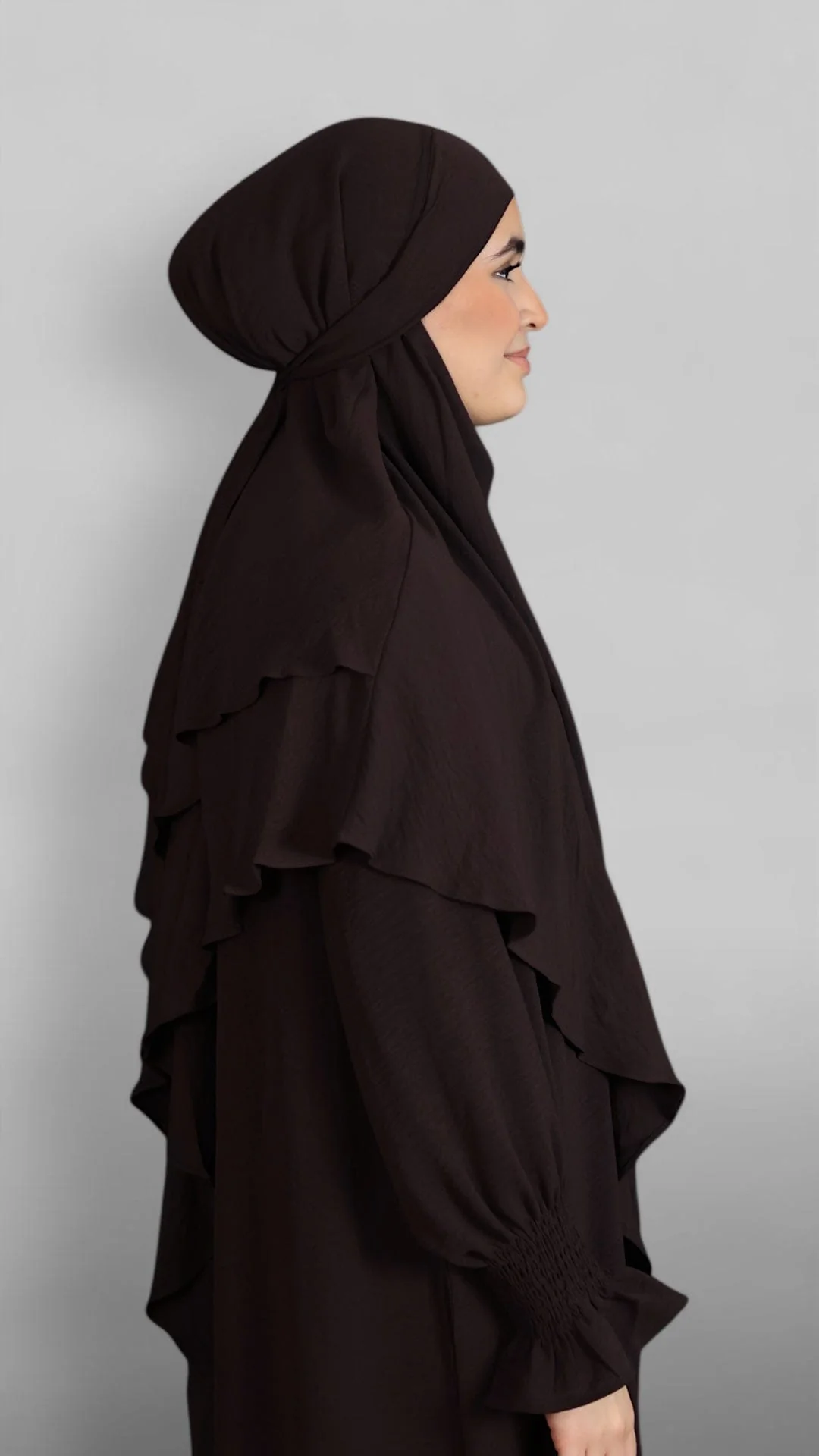 Crinkle Tie-back Khimar 2-lag (Coffee) - Image 5