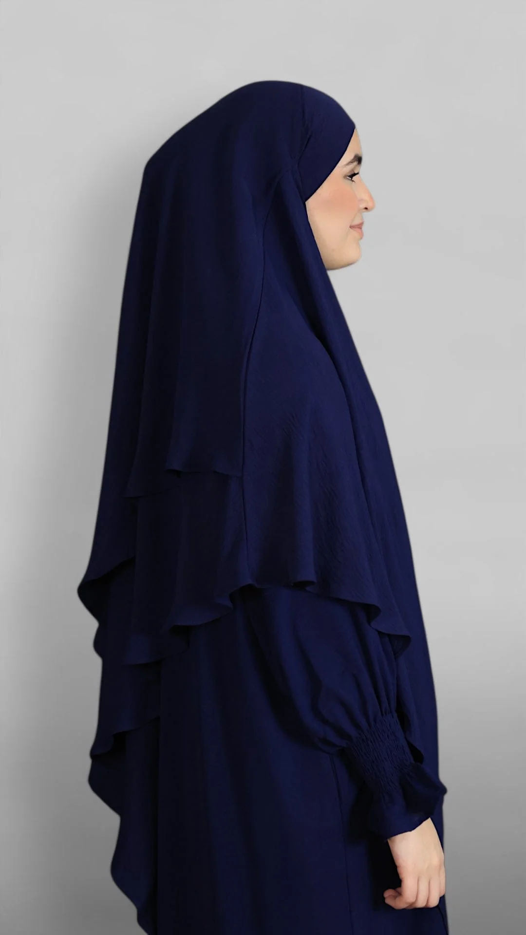 Crinkle Tie-back Khimar 2-lag (Navy) - Image 5