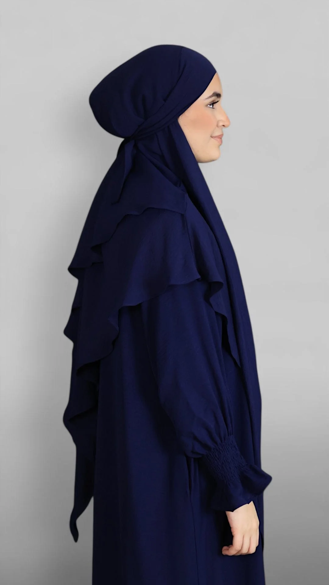 Crinkle Tie-back Khimar 2-lag (Navy) - Image 6