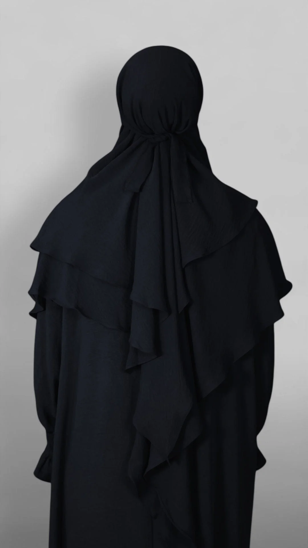 Crinkle Tie-back Khimar 2-lag (Sort) - Image 8