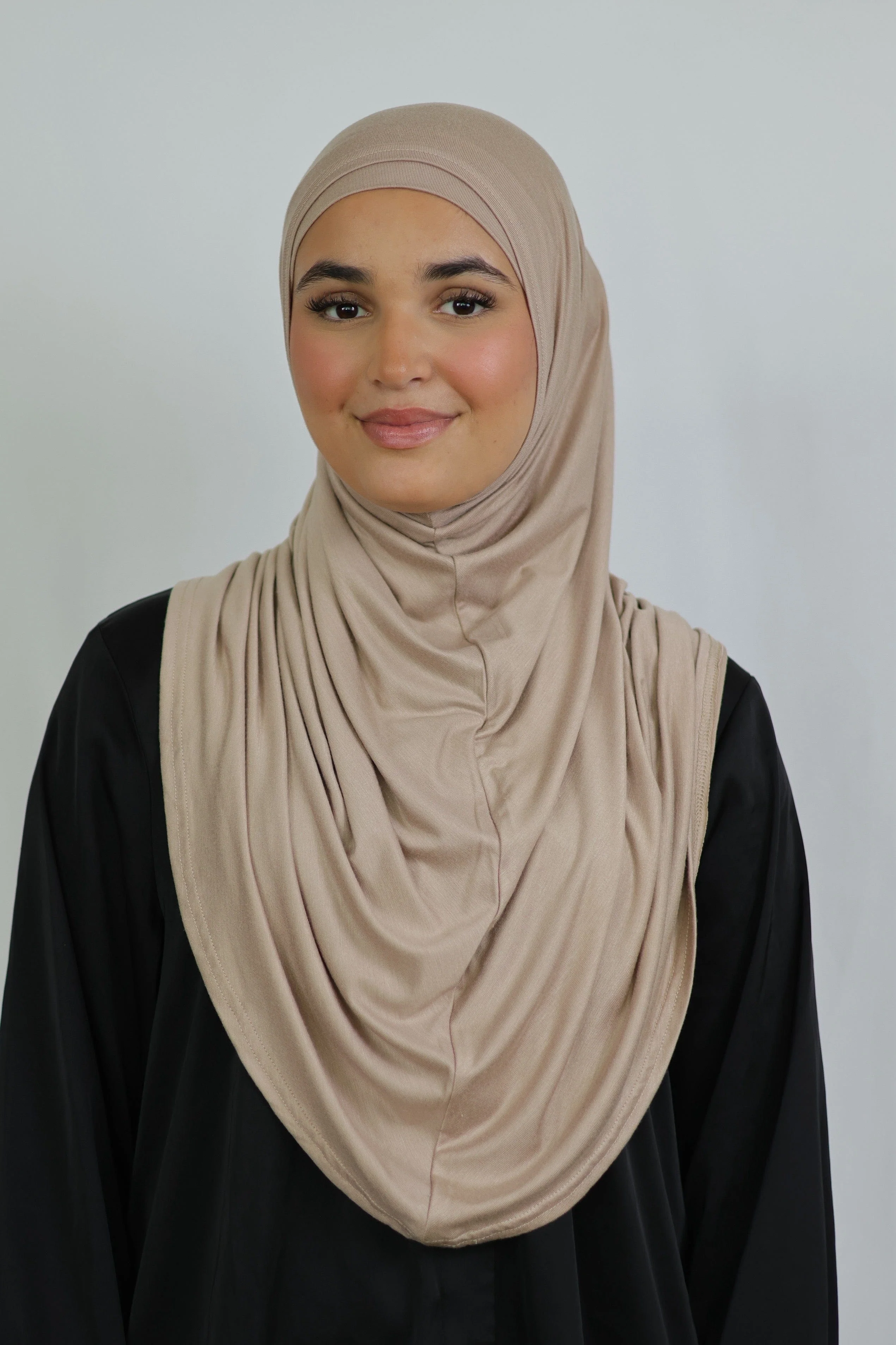 Premium Jersey Instant Khimar (Latte) - Image 5