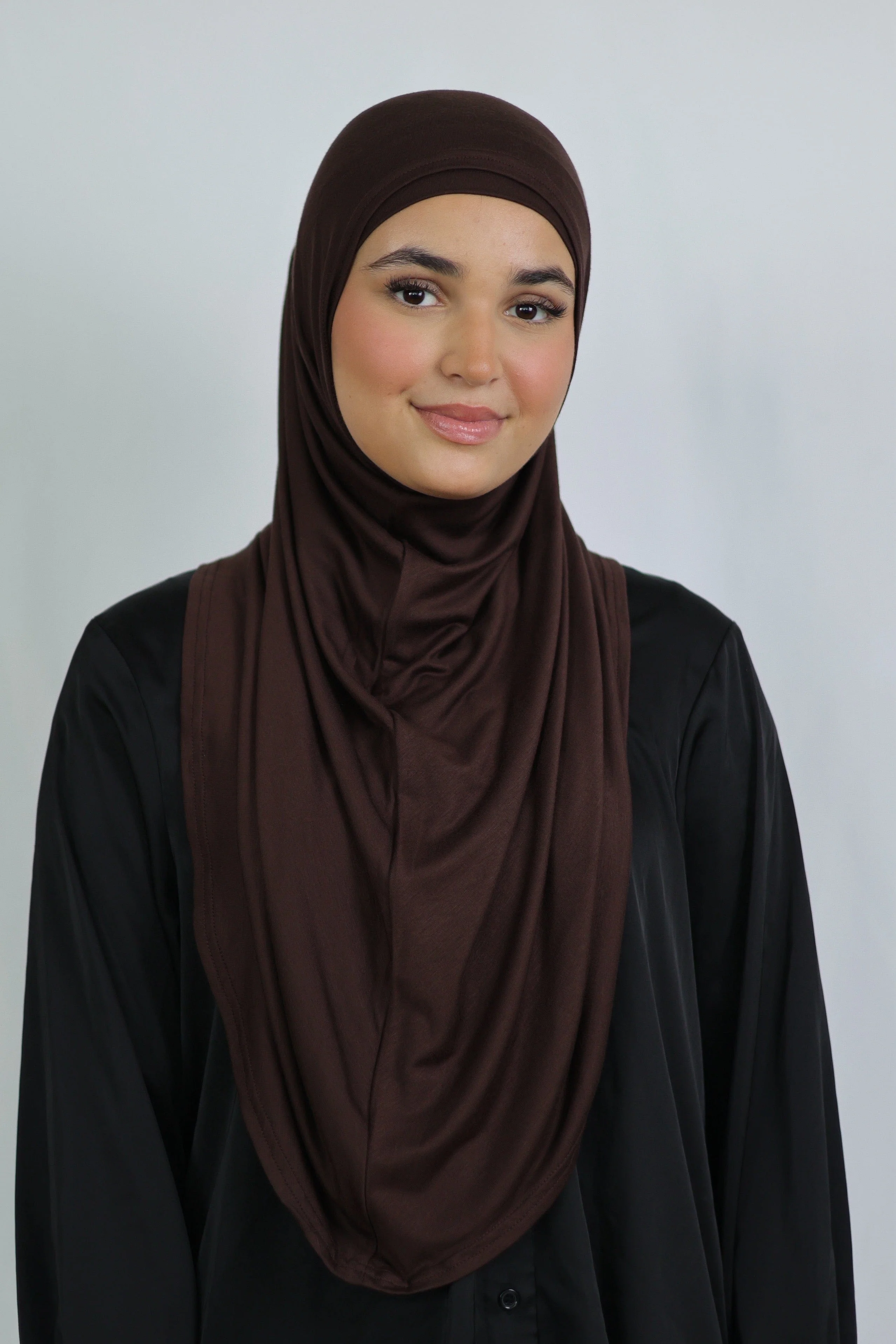Premium Jersey Instant Khimar (Pecan)