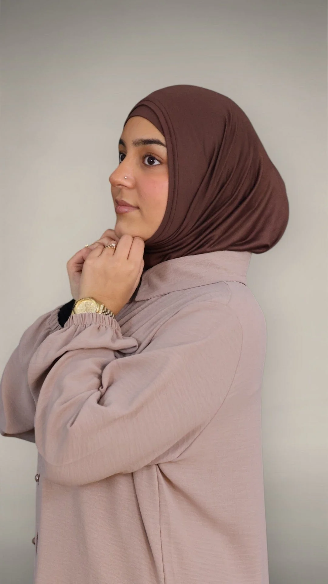 Premium Jersey Instant Khimar (Chocolate) - Image 3