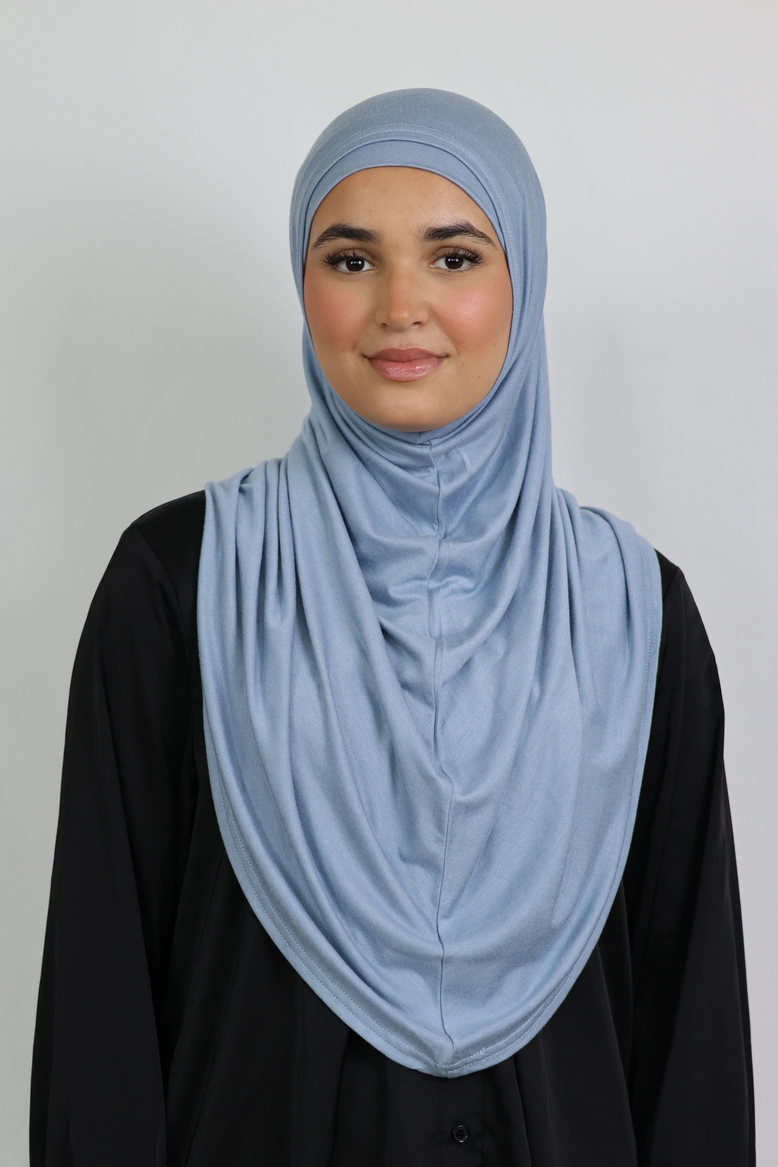 Premium Jersey Instant Khimar (Dusty Blue)