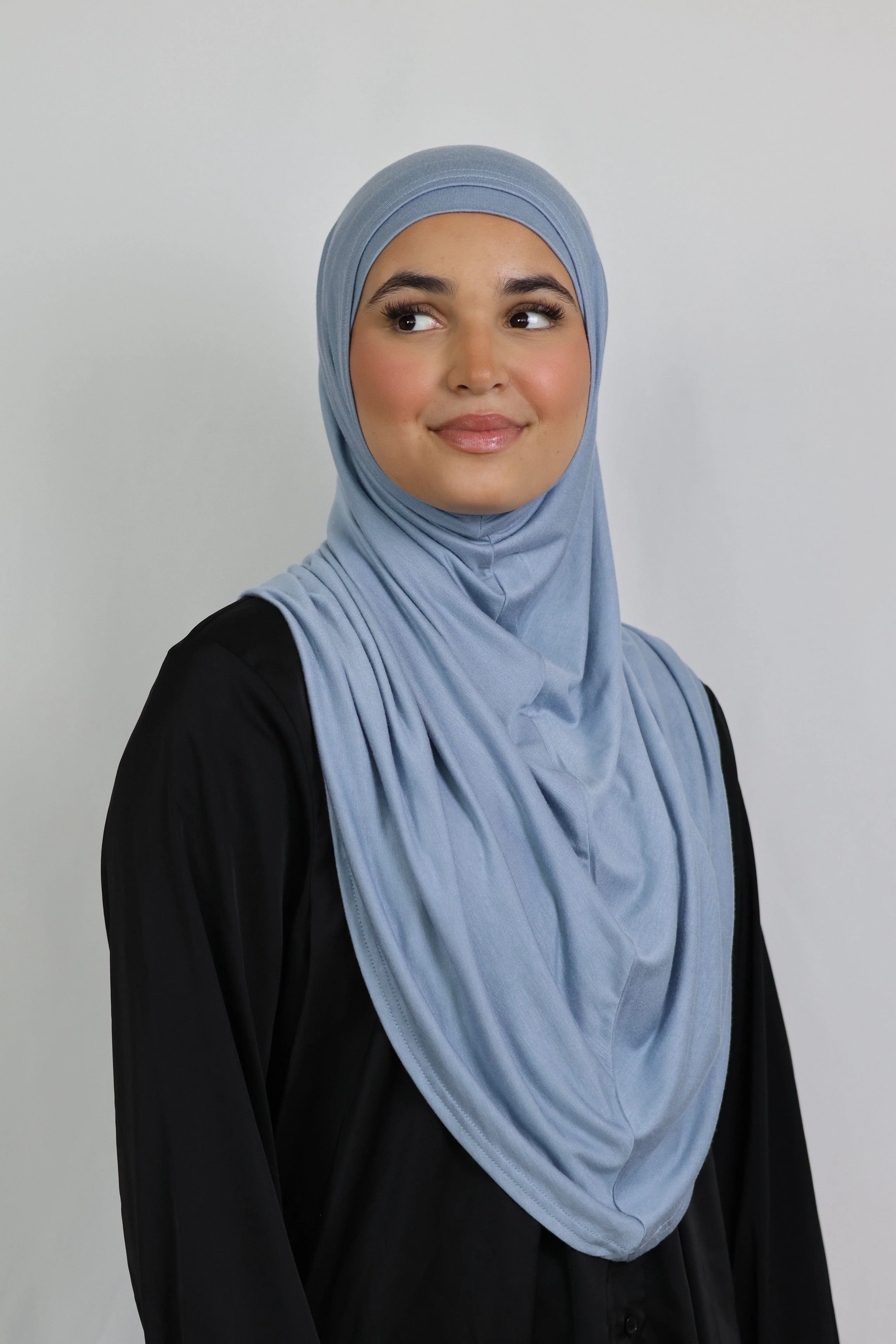 Premium Jersey Instant Khimar (Dusty Blue) - Image 2