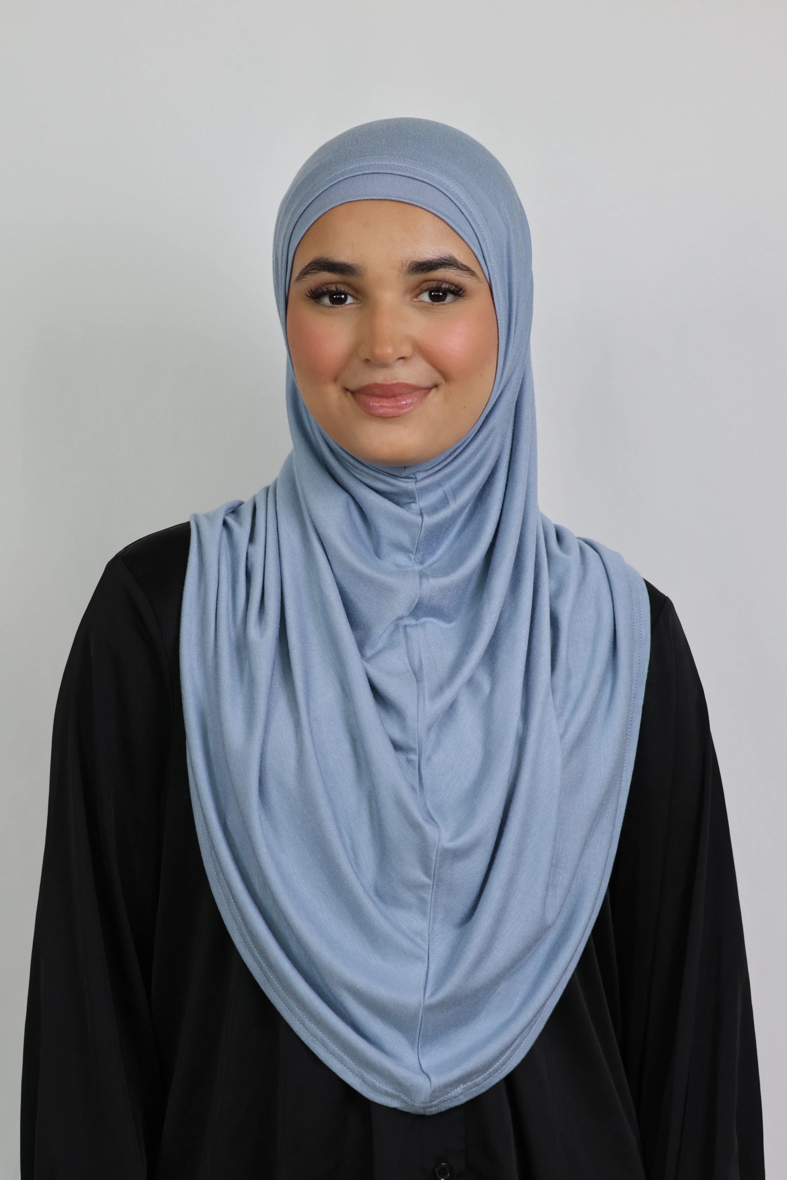 Premium Jersey Instant Khimar (Dusty Blue) - Image 3
