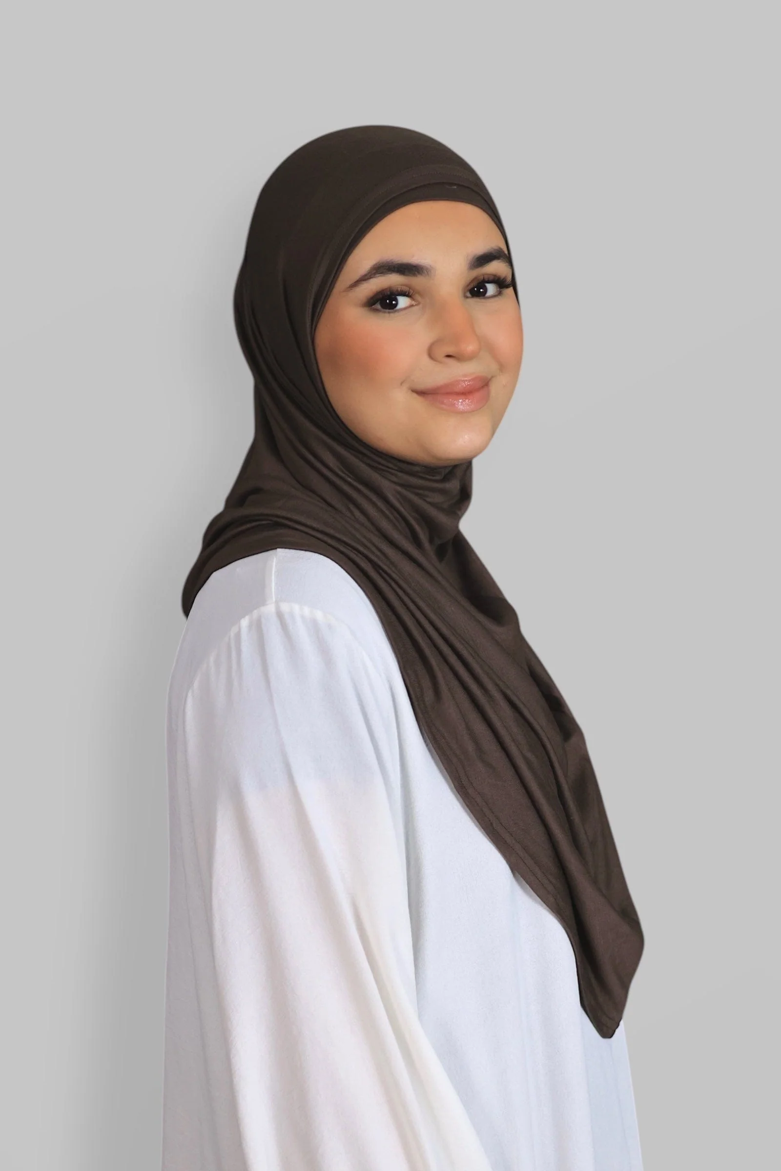 Premium Jersey Instant Khimar (Mocca) - Image 3