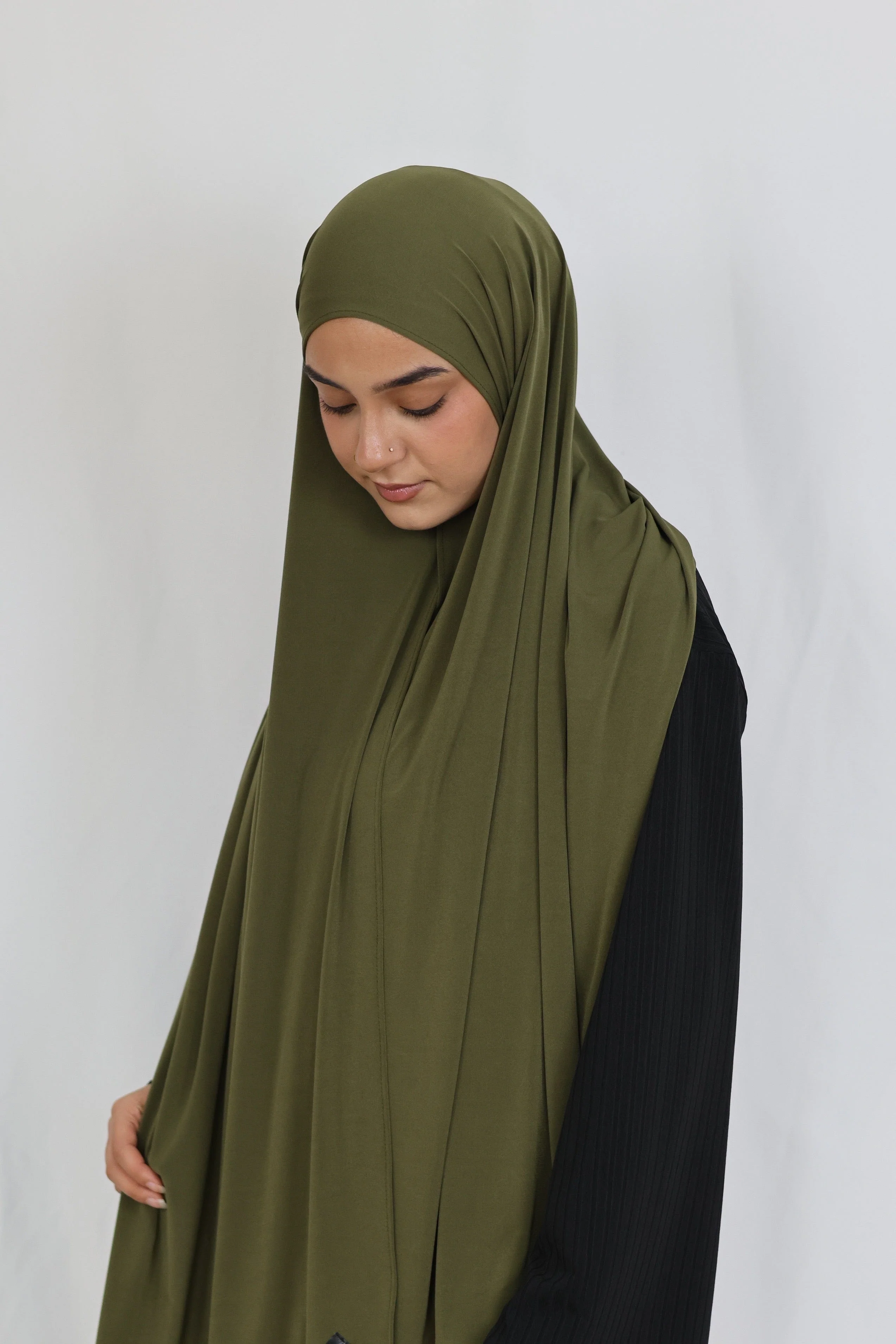 Refined Plain Liquid Jersey (Olive) - Image 3