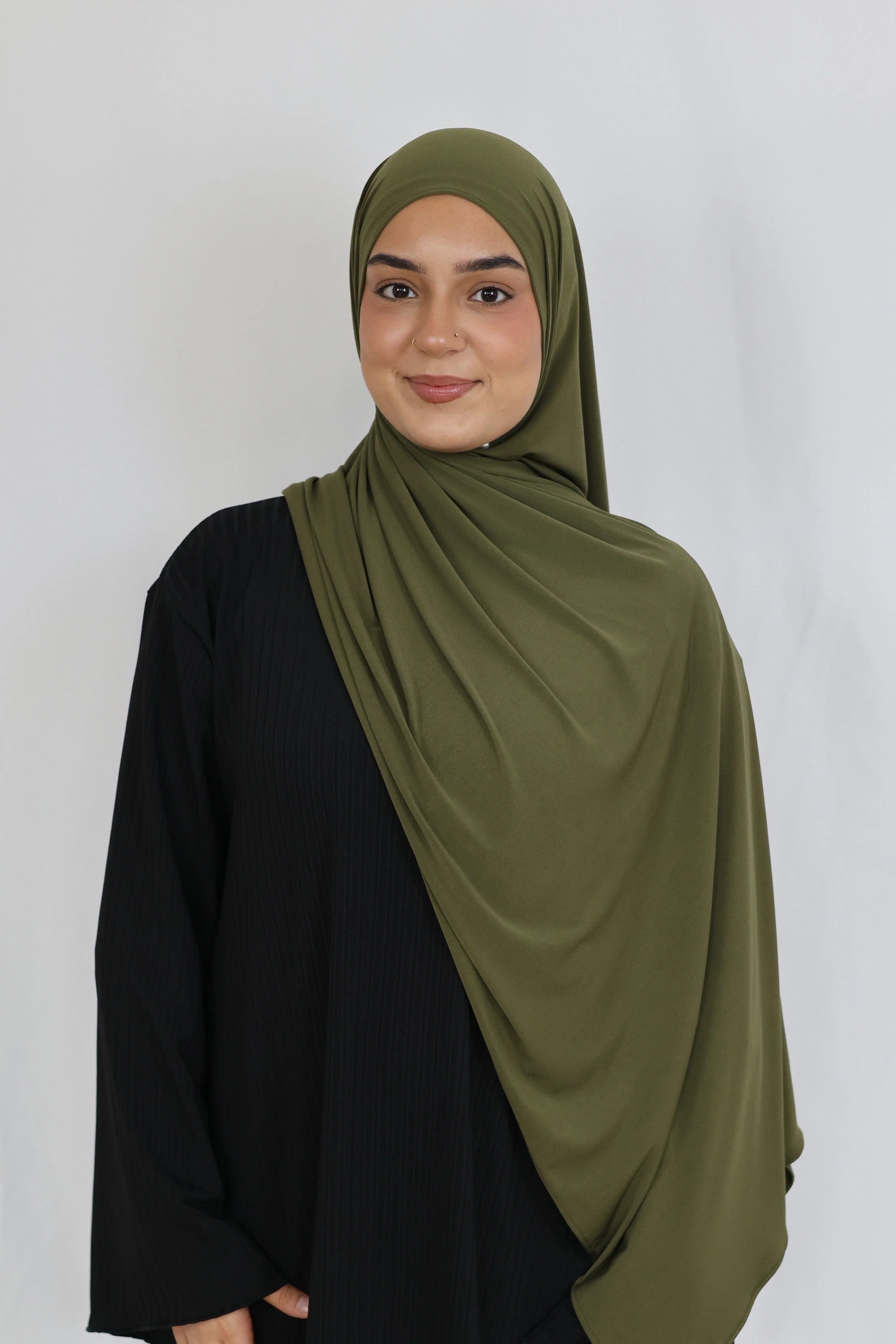 Refined Plain Liquid Jersey (Olive) - Image 4