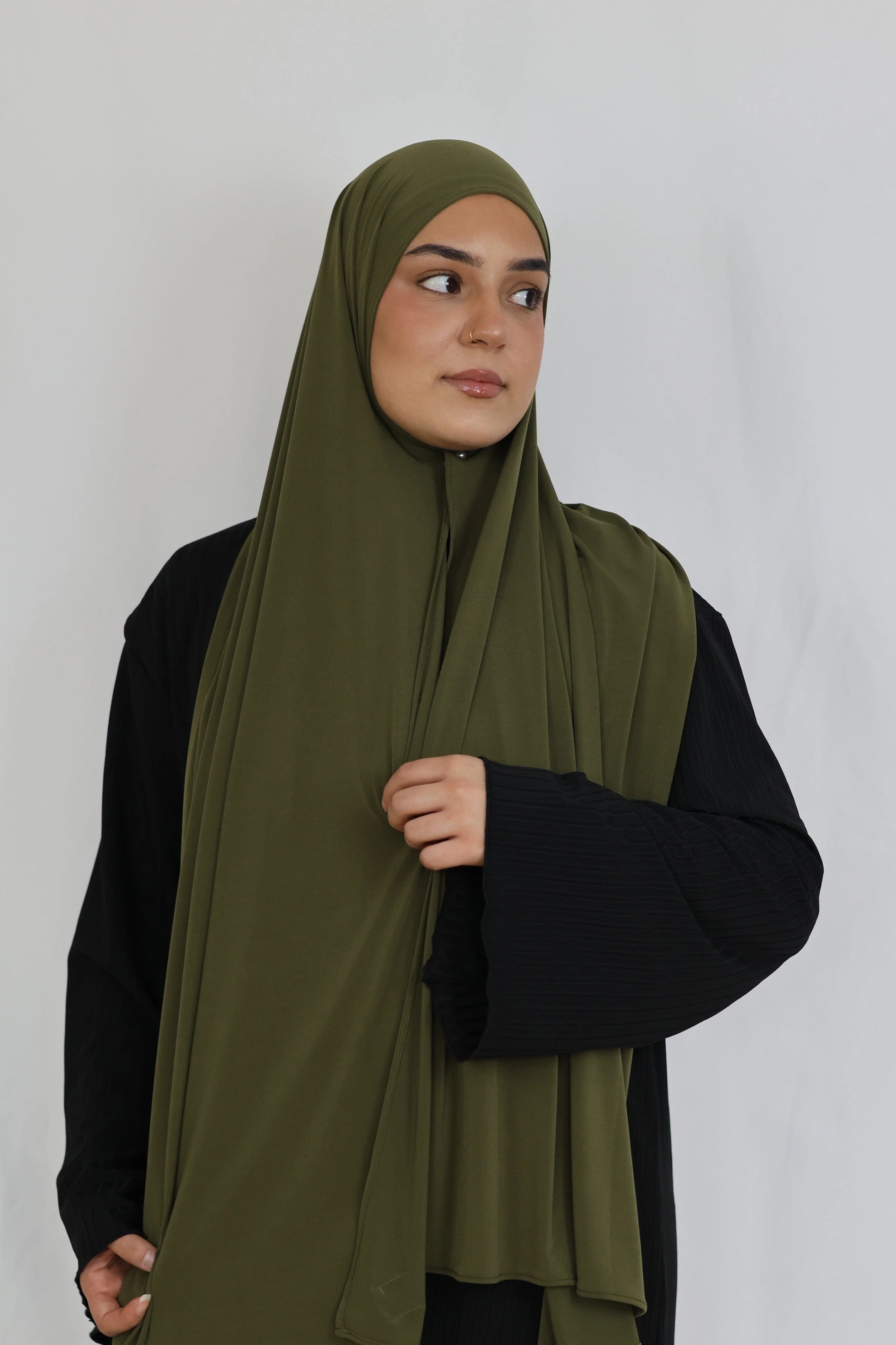 Refined Plain Liquid Jersey (Olive) - Image 5